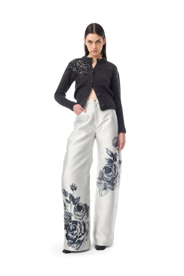 ANTRACITE KNIT CARDIGAN WITH EMBELLISHMENT marques almeida