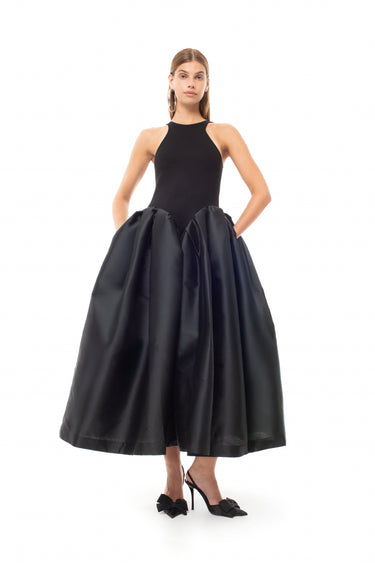 BLACK DRESS WITH TANK TOP SCOOPED marques almeida