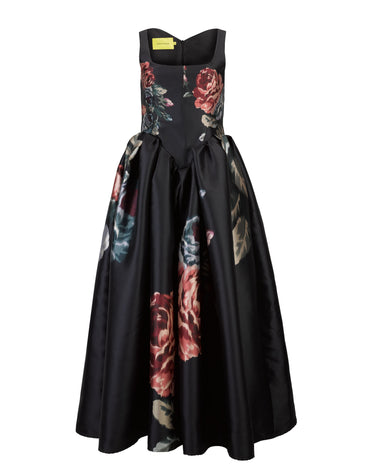 BLACK FLOWER PRINTED PRINCESS DRESS marques almeida