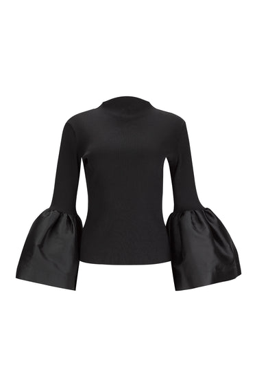 BLACK TURTLENECK PUFF SLEEVE TOP marques almeida