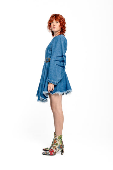 DENIM SHORT DRESS WITH ROUND SLEEVES marques almeida
