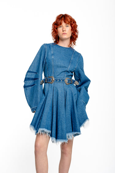 DENIM SHORT DRESS WITH ROUND SLEEVES marques almeida
