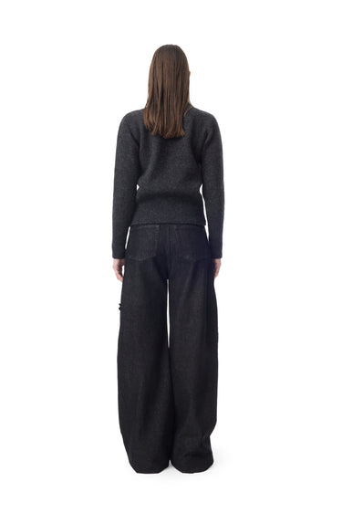 EMBROIDERED BLACK DENIM BOYFRIEND TROUSERS marques almeida