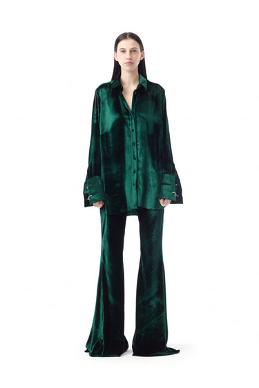 GREEN VELVET FLARE TROUSERS marques almeida