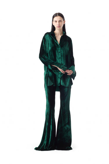 GREEN VELVET SHIRT WITH CUFF METAL RING marques almeida