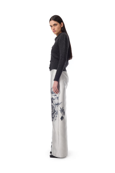 GREY FLOWER PRINTED BOYFRIEND PANTS marques almeida