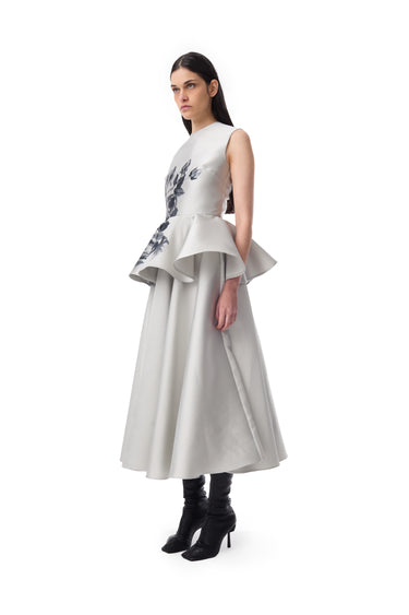 GREY FLOWER PRINTED PEPLUM TOP marques almeida