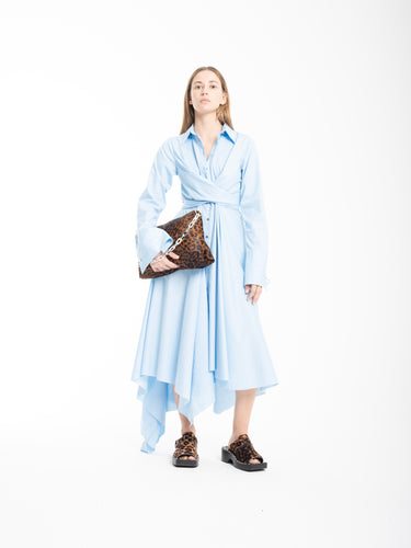 LIGHT BLUE CROSS WRAP SHIRT DRESS marques almeida