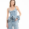 LIGHT BLUE DENIM CORSET WITH PEPLUM marques almeida