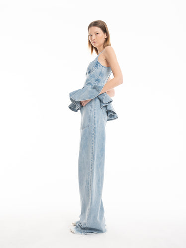 LIGHT BLUE DENIM CORSET WITH PEPLUM marques almeida