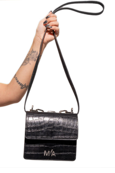 MINI CHAIN BAG IN BLACK CROCO MARQUES ALMEIDA