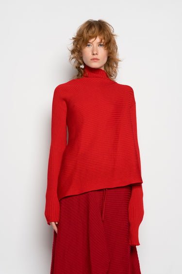 RED DRAPED JUMPER IN MERINO KNIT marques almeida
