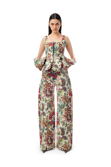 WHITE BROCADE CORSET WITH FRONT HOOK & EYE CLOSURE marques almeida